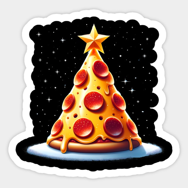 Pizza Xmas Tree, Christmas Style Pizza Lover Sticker by logiamerch